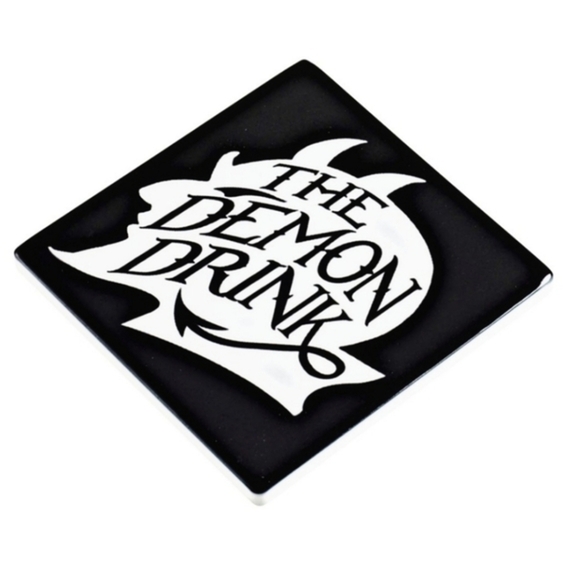 Alchemy Gothic – The Demon Drink Ceramic Coaster – Black Gloss Finish – 3.66" - Picture 1 of 4